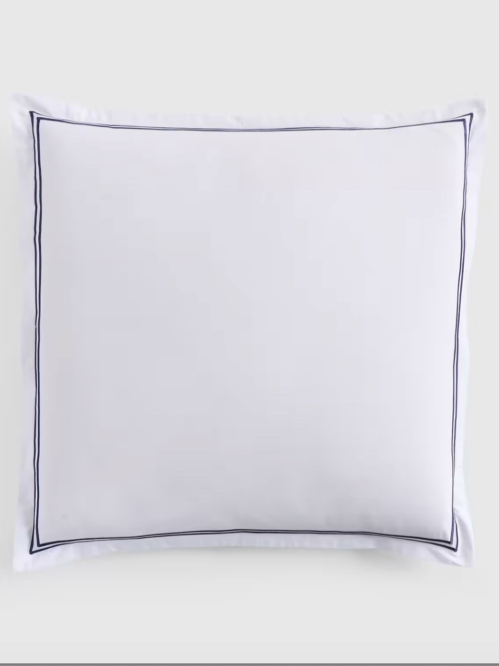 New Organic Crisp Percale Embellished Euro Sham White Navy